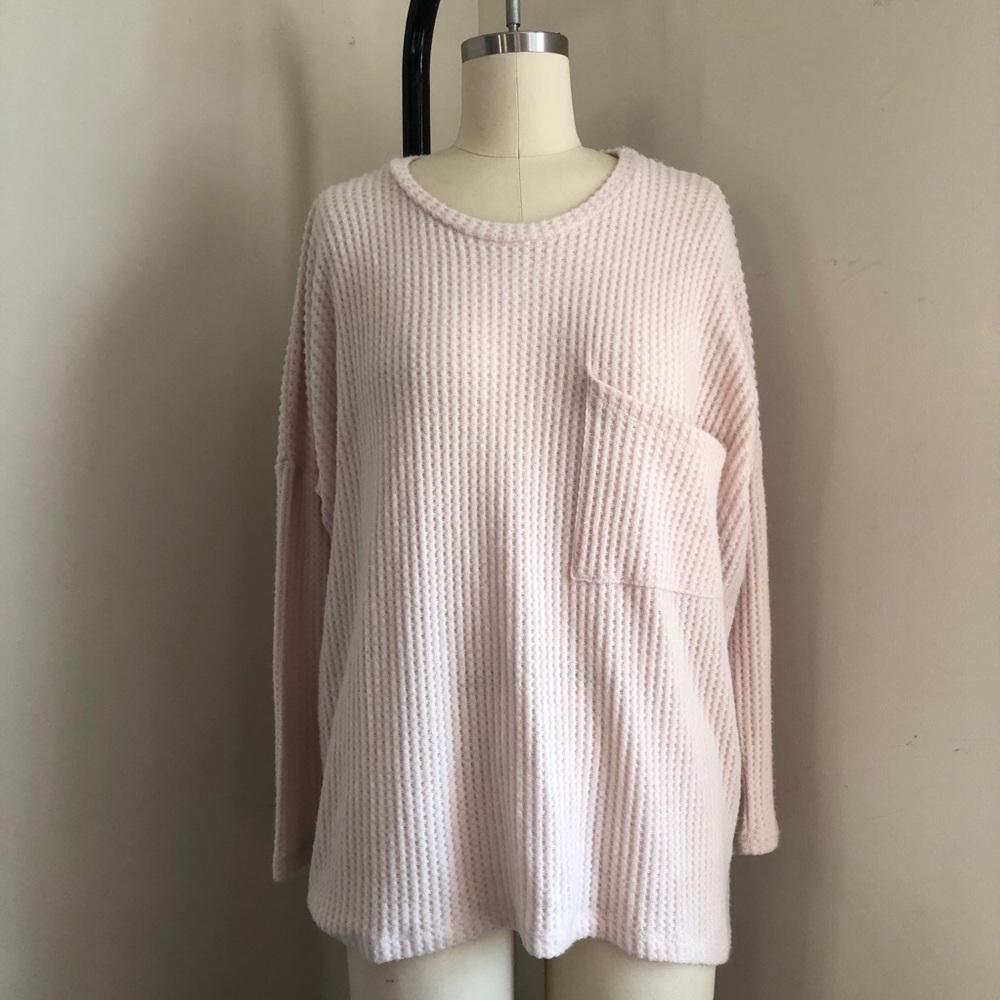 Cozy Beige Waffle Knit Sweater Top